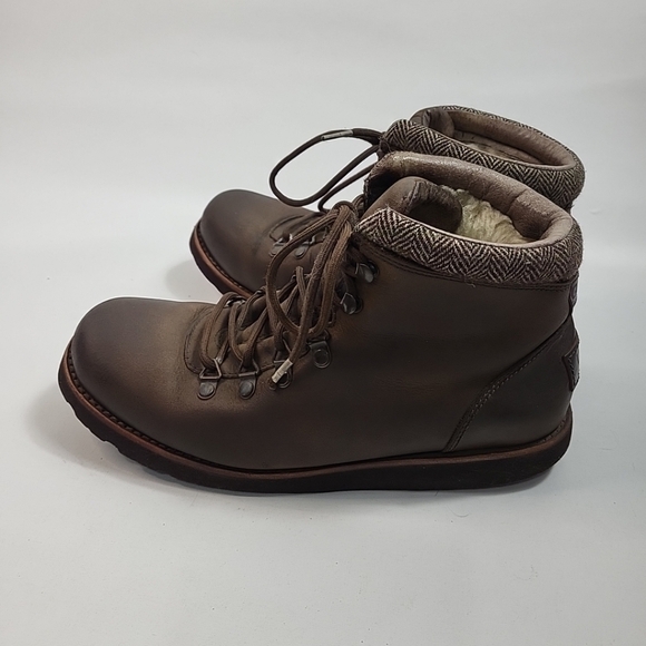 UGG Boysen TL Waterproof Brown Leather Boots Wool Lining 1008126 - Size 9 Men - Picture 3 of 8